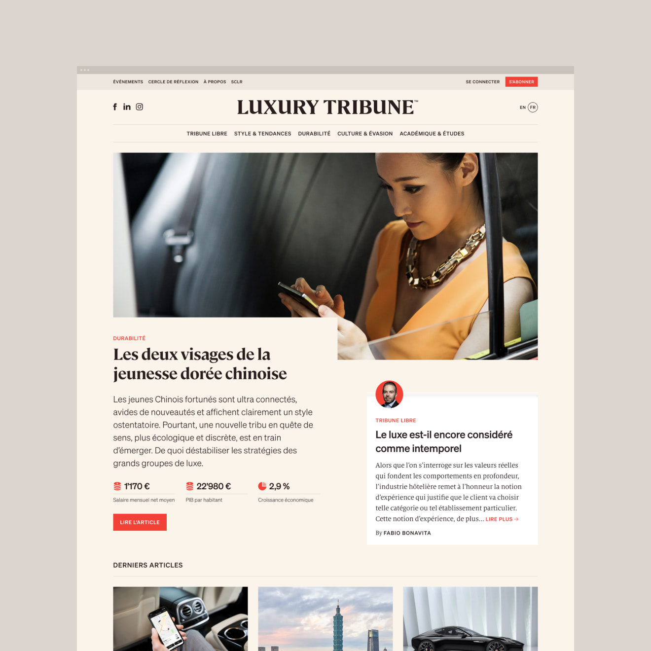 Homepage de Luxury Tribune.